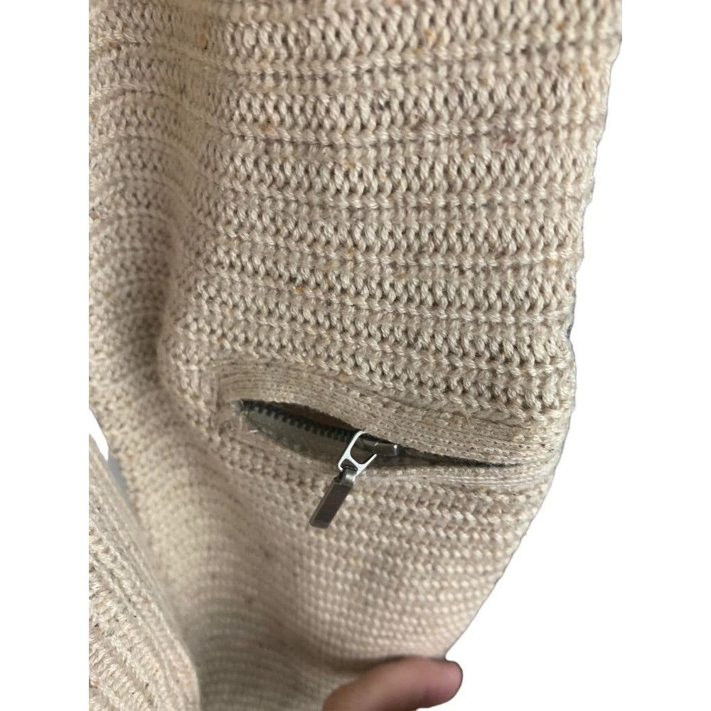 Small Neely Women's Beige Pullover Cashmere Silk Blend Sweater Arm Zipper Detail - Picture 4 of 8